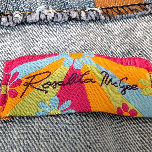 Rosalita McGee Womens Size S Love Central Park Painted Studs Denim Overall Dress - Picture 11 of 12